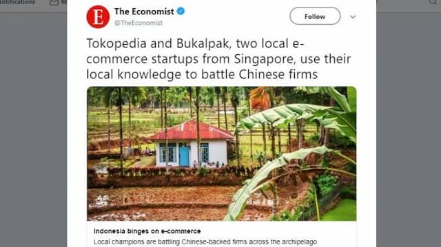 Sebut Bukalapak dan Tokopedia dari Singapura, The Economist Diejek Warganet